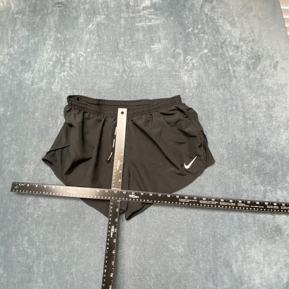 Nike Tempo Dri-Fit Running Shorts Womens Large Black Swoosh Logo Back Zip Sports - Picture 7 of 15